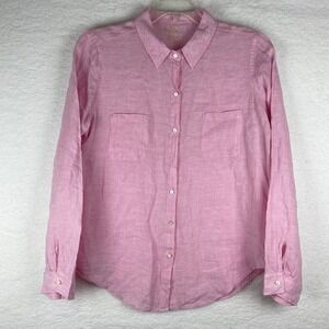 Lilly Pulitzer Women's XL Linen Button Up Shirt Pink Long Sleeve Casual